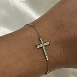 Amber Stainless Steel Cross Bracelet (available in Gold or Silver)