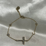 Amber Stainless Steel Cross Bracelet (available in Gold or Silver)