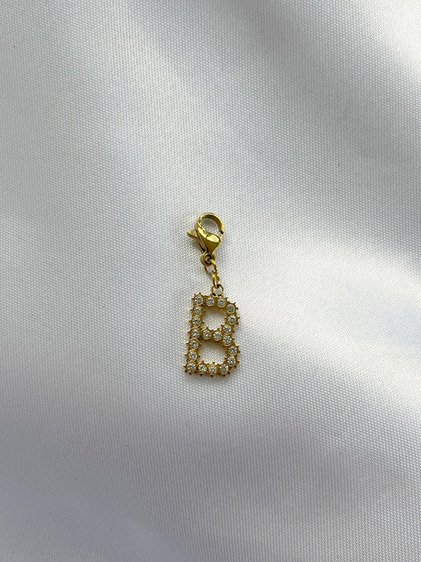 Large rhinestone letter initial charms